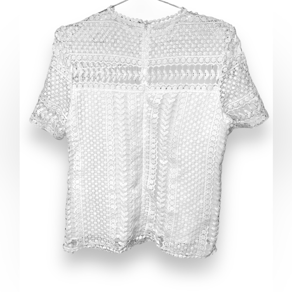 Aqua white pintelle top size small - Picture 3 of 10